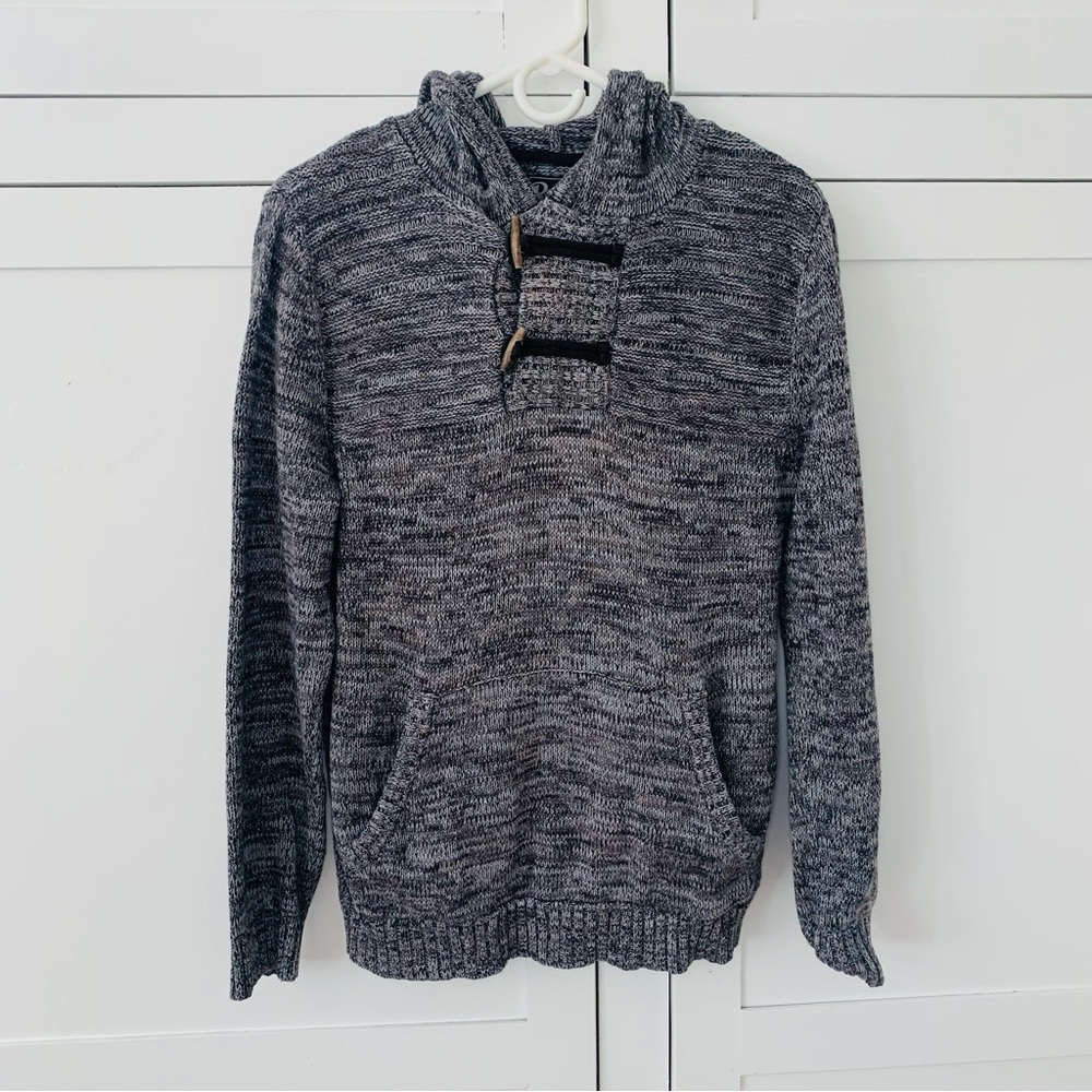 Men’s Retrofit Gray Knit Hoodie Size Small